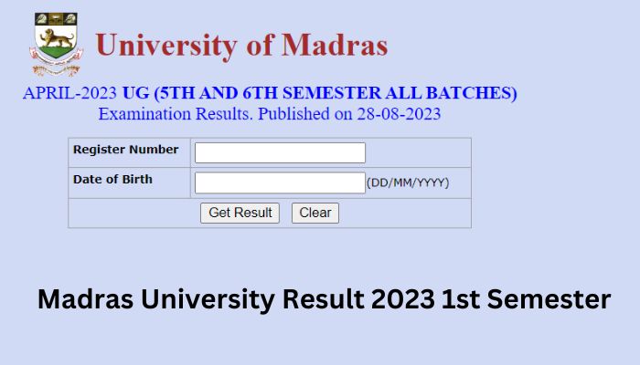 Madras University Result 2023 1st Semester Released