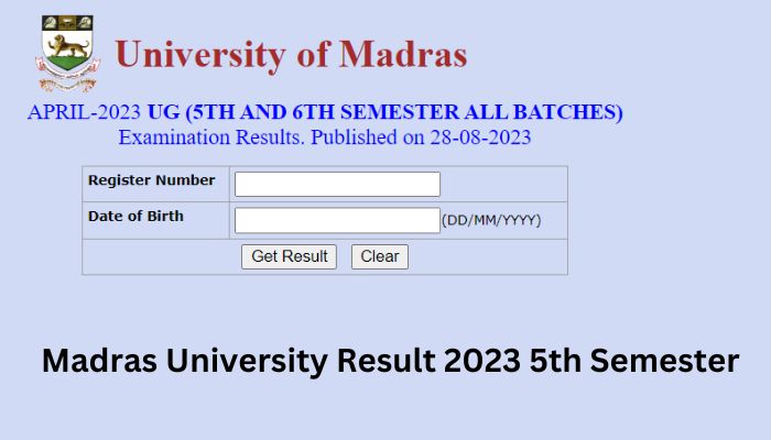 Madras University Result 2023 5th Semester
