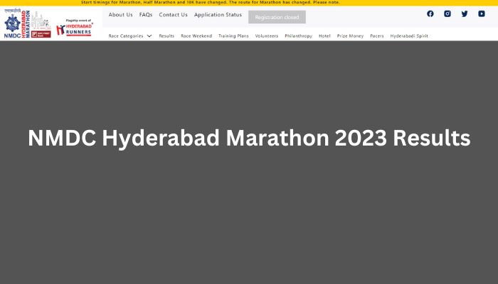 NMDC Hyderabad Marathon 2023 Results