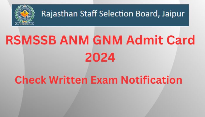 RSMSSB ANM GNM Admit Card 2024