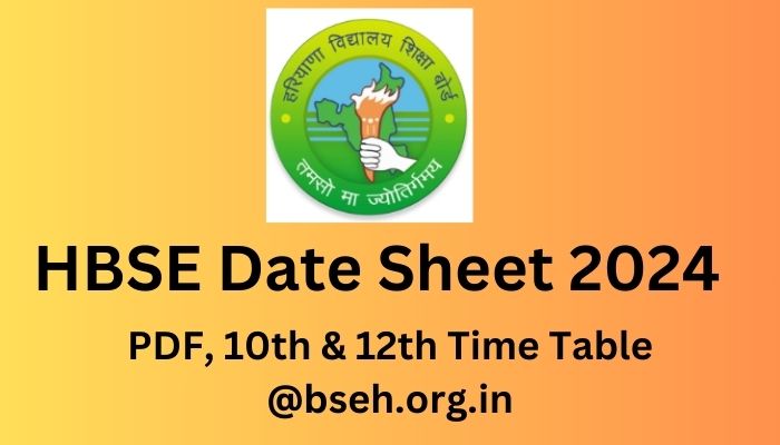 HBSE Date Sheet 2024